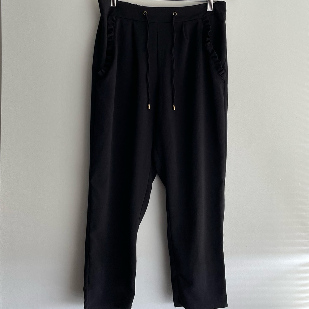 F & F Women Pants Size 8 (UK 8) Ruffled Pockets - Gold Accents